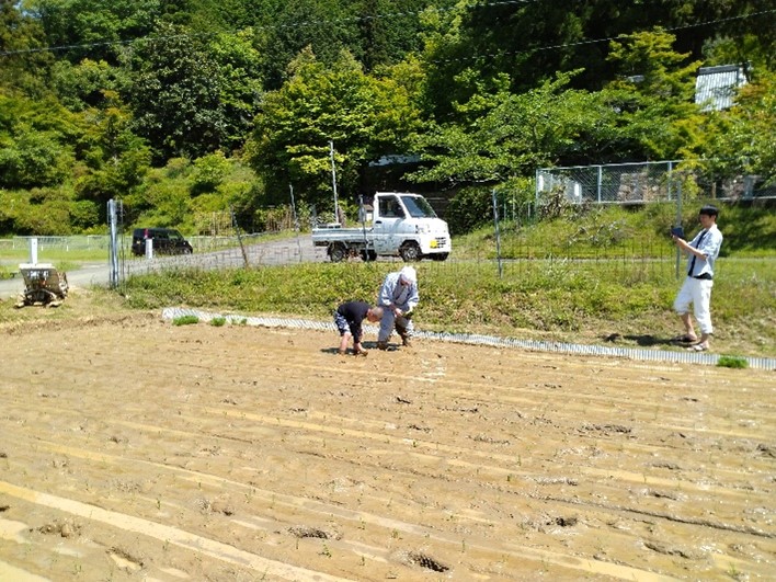 田植え終わる